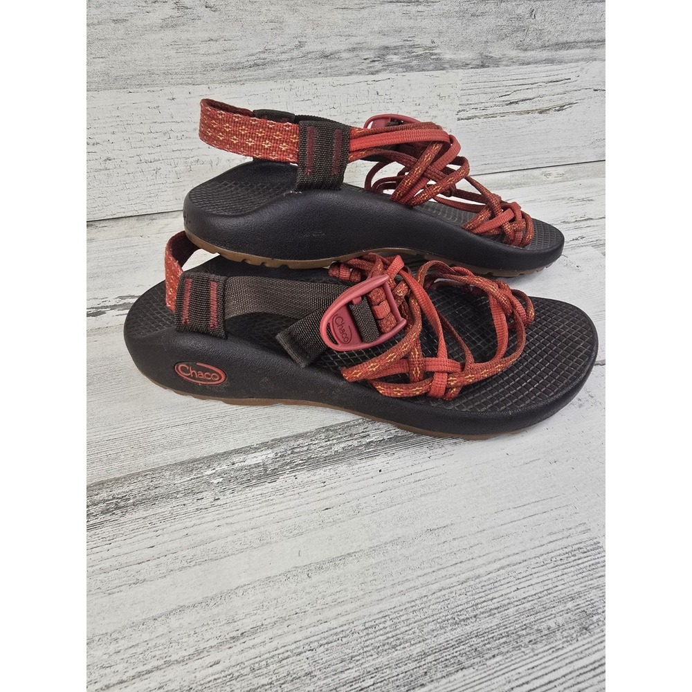 Chaco Z/Cloud 2 Womens 7 Red Orange Double Strap Toe Loop Sport Sandals J106594 - Picture 2 of 8